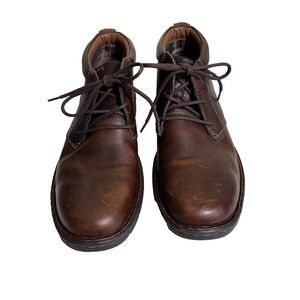 Clarks Cusion Plus Mid Ankle Pebbled Leather Chukka Boots Brown Men Sz-9.5 Wide